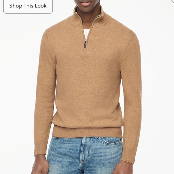 J crew heather honey brown Cotton half-zip sweater - Picture 1 of 5
